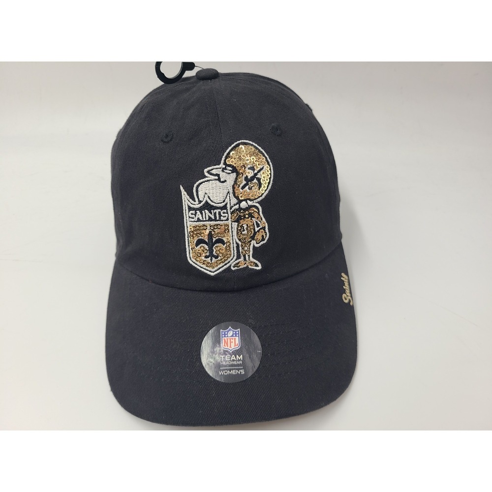 Women New Orleans Saints Sequins 47 Brand Strapback Hat Cap Vintage Retro Logo
